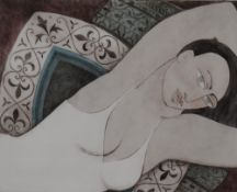 Hildegard van Heerden (b. 1978), a hand coloured etching, 'Pillow Talk I', limited edition 6 of