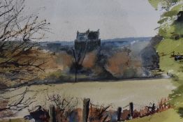Local Interest* Norma Inston (Local Contemporary) watercolour, Cartmel Priory from Tamley House,