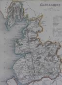 After Joshua Archer (fl.1841-65), a hand coloured map of the county of Lancashire with key