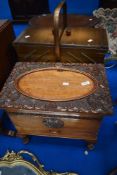 Two vintage sewing boxes including oriental style