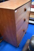 A vintage teak bedroom chest of six drawers , stylised design, Danish (Kofod Larson)