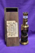 A Victorian brass optical instrument, in original wooden box, labelled TB Winter