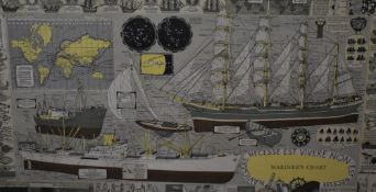A Tull Graphics Limited 'Mariner's Chart' lithograph poster, framed and mounted, 68cm x 118cm
