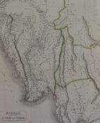 After Sidney Hall (1782-1853), engraving, hand coloured map of Birmah (Burma) with part of Anam