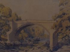 Henry W. Bracken (1920-1998, British), watercolour, A stone arched bridge with river beneath, signed