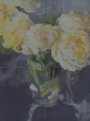 Contemporary British, mixed media on paper, A modern still life depicting pink and white flowers