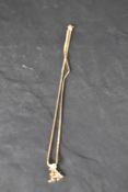 A 9ct gold chain with letter A pendant, approx 17' & 5.2g