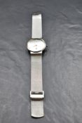 A gent's quartz wrist watch by Skagen, model: 355LGSC having dot numeral dial to circular face on