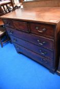 A 19th mahogany chest of three over three drawers, on bracket feet