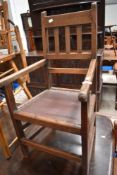 A Victorian mahogany carver chair of small proportions, maybe adapted from child's high or low