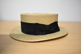 A 1920s/30s straw boater, size 6 5/8 , James L Bulcock and son, Regent house, Clitheroe.