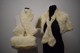 A vintage white Coney tippet, bolero and muff, muff still having original tag.