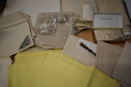 A lot containing various linens and similar, some large pieces, great for crafts, a few unfinished