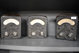 Three early plastic vintage multimetres, ' Universal Avometer'.