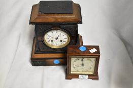 Two early to mid 20th century mantel clocks, including Armstrong's Manchester Elliot clock with Burr
