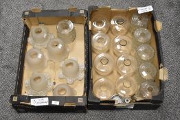 A group of twenty glass light shades, various including ruffled and trailed