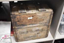 A vintage advertising wine box for Feeny and Matheson George St, Cellars, Liverpool .