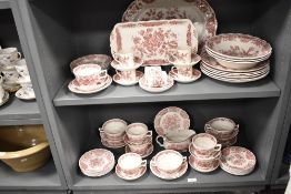 A quantity of Staffordshire red 'Windsor' patterned tableware