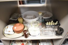 A selection of mixed kitchenalia, to include moulded stoneware bread plate, butter dishes, vintage