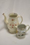 A 19th Century porcelain pearlware jug, hand painted with a 'God Speed The Plough' design,