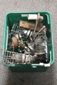 A box of vintage inspection lamps.