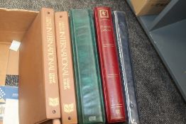BOX WITH 5 WORLD STAMP COLLECTIONS, ALL ERAS, INCLUDING GB MNH TO 1990's Box with 5 varied