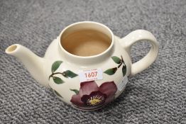 A hand made Bridgwater teapot signed to underside with Helen Fedden. AF No lid.