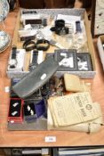 A mixed lot, to contain; cuff links, portable Sony radio, watches, six ration books etc.