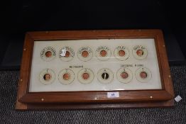 A 19th/20th Century servant's 12 bell indicator board, 30cm x 54cm