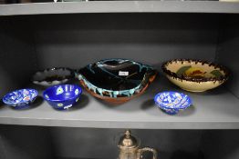 A group of 20th century studio ceramics, two marked Aparicio to the underside, and including a