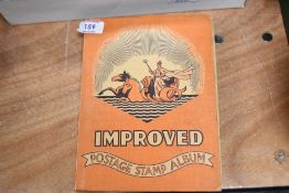 A vintage stamp album containing a selection of stamps, of British and Foreign interest.