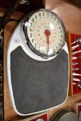 A set of vintage mid century bathroom scales.