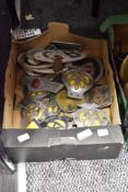 A collection of vintage AA motoring badges and similar.