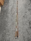 Three vintage fly rods of varying length 2 x Shakespeare and one Milbro fiberglass