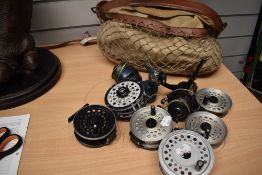 5 vintage fishing reels including hardy viscount 150 mk2 (has some corrosion) an Abu Diplomat and
