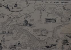 A 1980s printed map of the 'Isle of Wight Shipwrecks from 1304', after R.J. Larn,