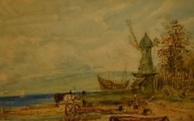 S.E Hurst (19th Century British), watercolour, 'Brighton 1854', a coastal landscape depicting