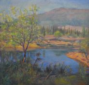 *Scandinavian Interest - Carl Lonseth (1888-1962, Norwegian), oil on canvas, A secluded lagoon