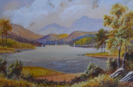 A.Harrison Barnes (20th Century, Irish), watercolour, An autumnal loch or lake scene, signed to