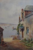 Artist Unknown, 20th Century, watercolour, A Mediterranean style scene with seascape to the