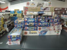 Twenty Four mixed scale Airfix plastic Kits including 1:72 Eurofighter Typhoon, Ford 5 At Tri-Motor,