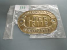 A Brass Wagon Plate, H Pooley & Son Ld Contractors, LNER 13119