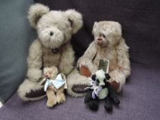 Four modern jointed Teddy Bears, Boyds Head Bean named Laurence George length 46cm, Bear Creations