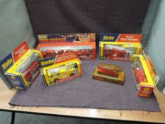 Six Dinky diecasts, Fire related, 263 Airport Fire Rescue Tender, 266 E.R.F. Fire Tender, 267