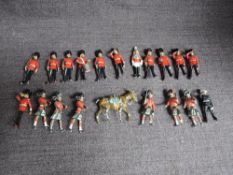 A small selection lead painted Military Band and Marching Figures along with one Donkey