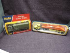 A Corgi Major diecast, 1102 Crane Fruehauf Bottom Dumper with Berliet Cab Unit and a Dinky