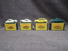 Four Matchbox Series Moko Lesney 1954-1960 diecasts, No 31 Ford Station Wagon, yellow, No 32 Jaguar
