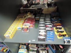 A shelf of 00 gauge and 1:76 scale diecasts including Classix x 21, Trackside x 10, Oxford x 20,