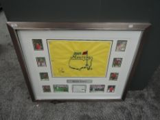 An ASA American Signed Autographs Tiger Woods 2005 Masters framed and glazed Montage containing 10