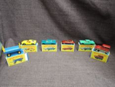 Six Matchbox Lesney 1961-1965 diecasts, Type E boxes, No 31 Lincoln Continental, turquoise, No 31 L
